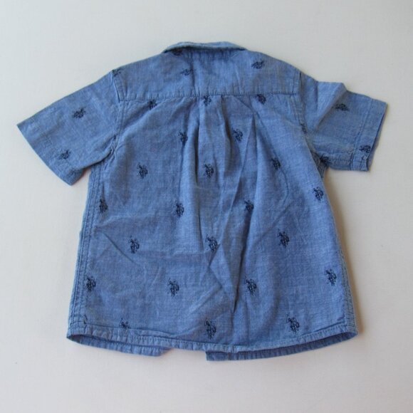 U.S. Polo Assn. Toddler Boy's Button Down Woven Shirt & Shorts 2 Piece Set - Picture 4 of 13